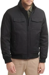 Dockers Quilted Lined Flight Bomber Jacket In Black