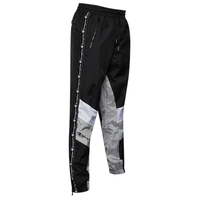 Champion Mens  Nylon Windsuit Pants In Black/white/silver