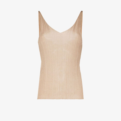 St. Agni Neutral Pleated Knit Camisole Top In Neutrals