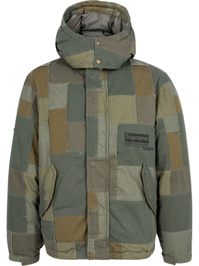 Supreme X Junya Watanabe Patchwork Hooded Jacket In Grün