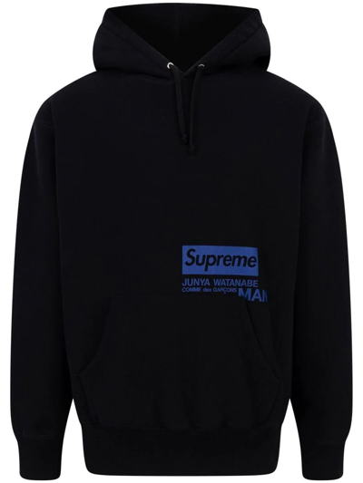 Supreme X Junya Watanabe Logo-print Hoodie In Schwarz