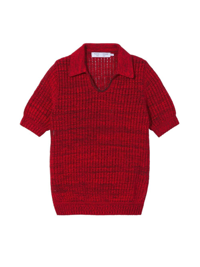 Proenza Schouler White Label Open-knit Pique Polo Top In Red