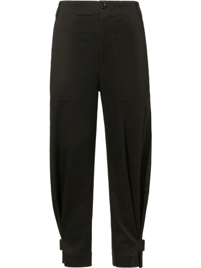 Proenza Schouler White Label Cotton Twill Tapered Trousers In Black