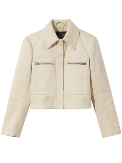 Proenza Schouler Cropped Cotton-gabardine Jacket In Neutrals