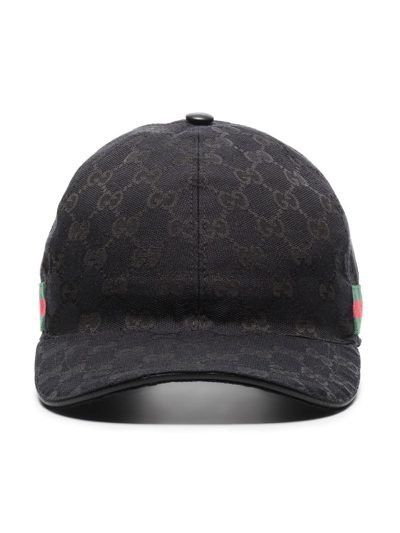 Gucci Web-stripe Gg Logo-jacquard Baseball Cap In Black