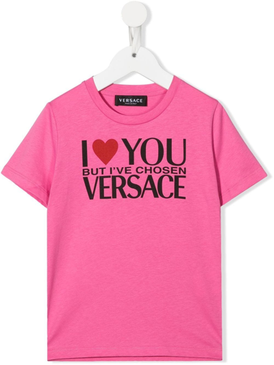 Versace Logo-print Cotton T-shirt In Rosa