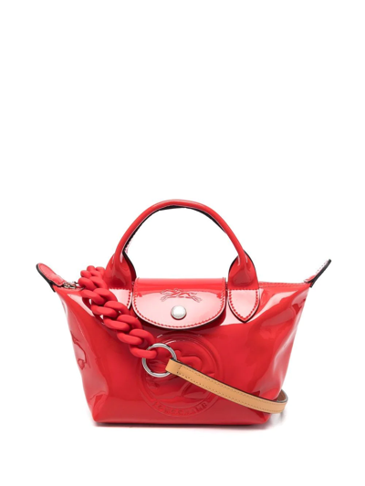 Longchamp Xs Pliage Cuir Tote Bag In Red