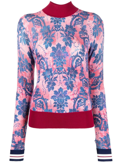 Versace Jeans Couture Logo-print Mock-neck Jumper In Pink