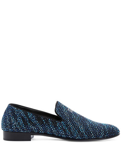 Giuseppe Zanotti Crystal Lewis Loafers In Black