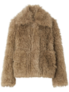 Burberry Mohair Wool-blend Faux Fur Jacket In Nude