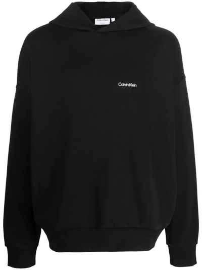 Calvin Klein Chest Logo-print Detail Hoodie In Black