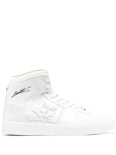 Philipp Plein Skull Lace-up Sneakers In White