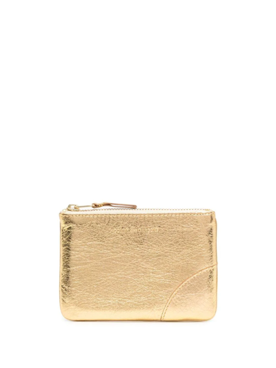 Comme Des Garçons Logo-lettering Small Pouch In Gold