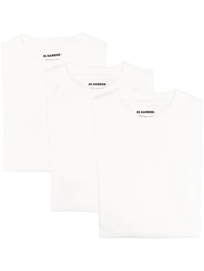Jil Sander Logo-patch Crew-neck T-shirt In Weiss | ModeSens