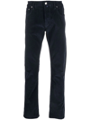 Jacob Cohen Handkerchief-detail Corduroy Straight Trousers In Blau