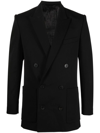Balmain Double-breasted Wool Blazer In Schwarz
