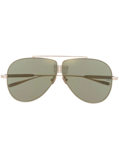 Valentino Rockstud Pilot-frame Sunglasses In Gold