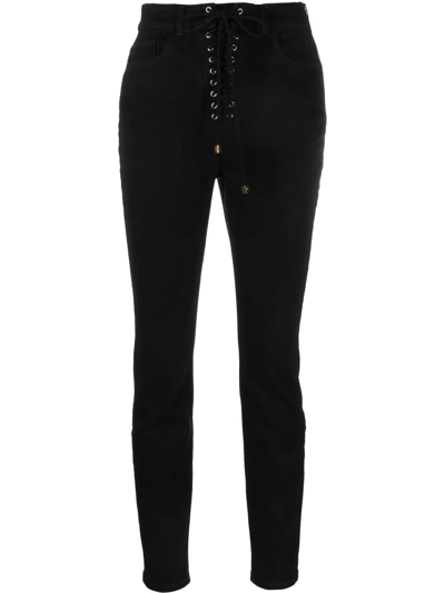 Elisabetta Franchi Eyelet-detailing Skinny Jeans In Schwarz