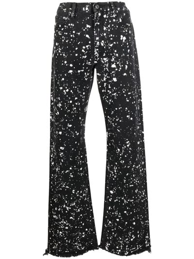 Off-white Paint Splatter Print Jeans In Black