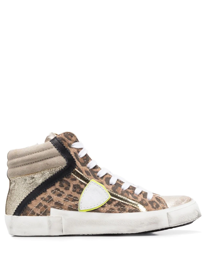 Philippe Model Leopard-print Hi-top Sneakers In Nude
