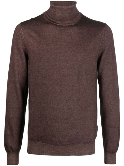Lardini Roll-neck Wool Jumper In Braun