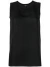 Theory Black Crewneck Top With Ruched Details On The Front In Schwarz