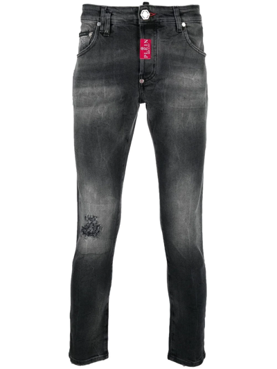 Philipp Plein Distressed Skinny Jeans In Schwarz