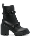Valentino Roman Stud Leather Combat Boots In Schwarz