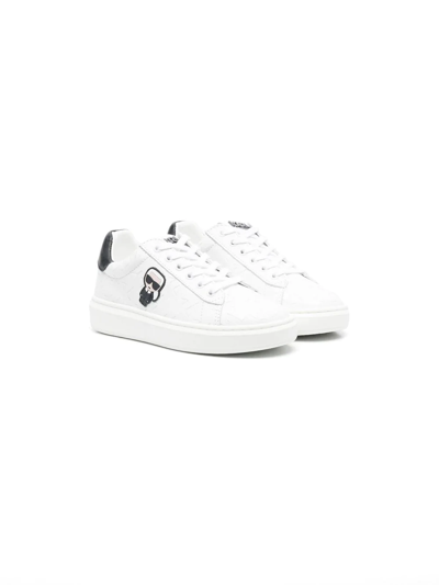 Karl Lagerfeld Kids' Logo-patch Low-top Sneakers In White