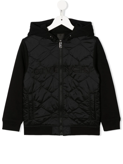 Givenchy Kids' Embroidered-logo Hooded Jacket In Black