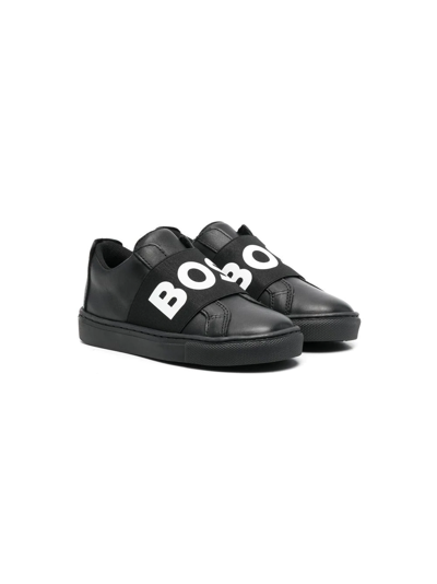 Bosswear Teen Boys Black Logo Trainers
