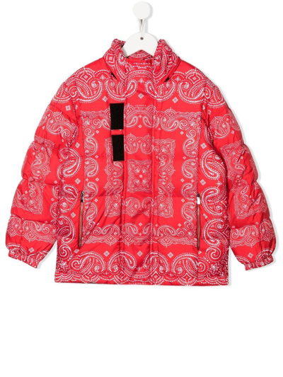 Givenchy Kids' Paisley-print Puffer Jacket In Red