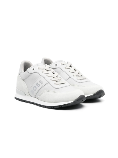 Bosswear Kids' Logo-print Low-top Trainers In Grey