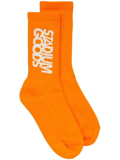 Stadium Goods Logo-embroidered Crew Socks In Orange