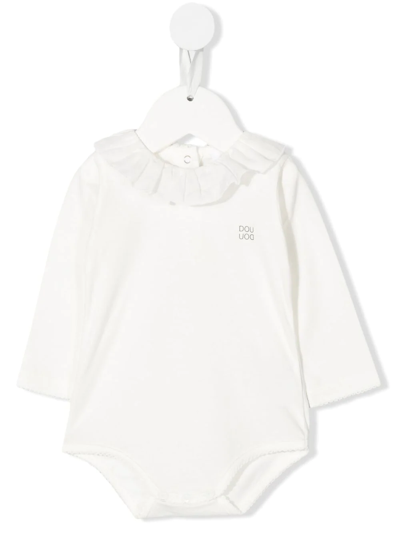 Douuod Embroidered-logo Baby Grow In White