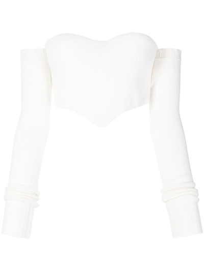 Ermanno Scervino Off-shoulder Cashmere Corset Top In White