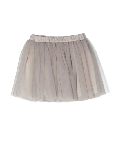 Douuod Teen Tulle Layered Mini Skirt In Ecru