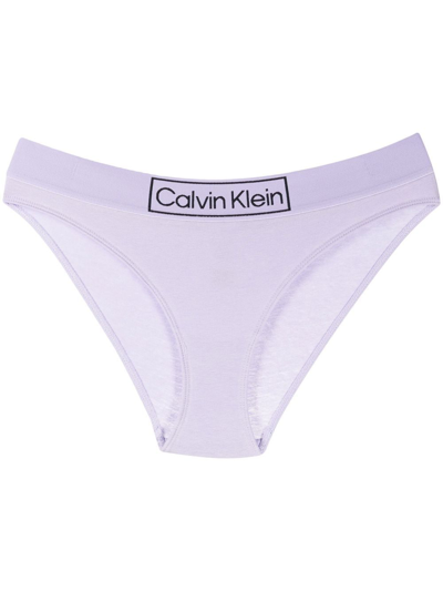 Calvin Klein Underwear Logo-waistband Detail Briefs In Purple