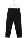 Emporio Armani Embroidered-logo Four-pocket Straight Trousers In Blue