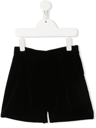 Bonpoint Kids' Velvet-effect Zip Shorts In Black