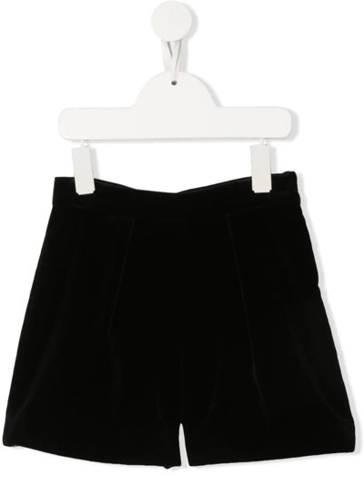 Bonpoint Kids' Velvet-effect Zip Shorts In Blu