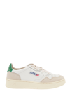 AUTRY LOW-TOP WHITE AND GREEN SNEAKERS IN LEATHER AND SUEDE AUTRY WOMAN