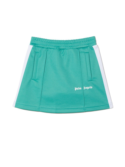 Palm Angels Kids' Green Logo Print Skirt