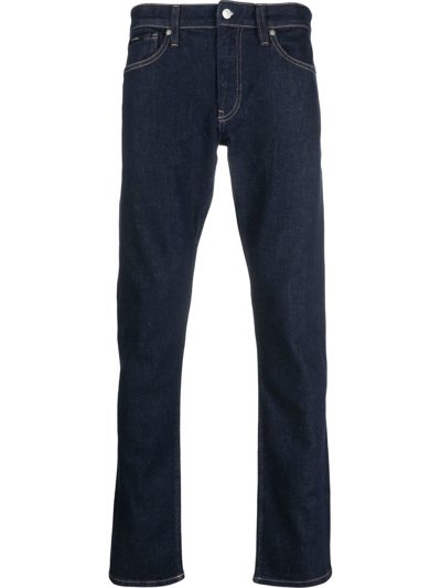 Calvin Klein Zip  Cotton Regular Jeans In Blue