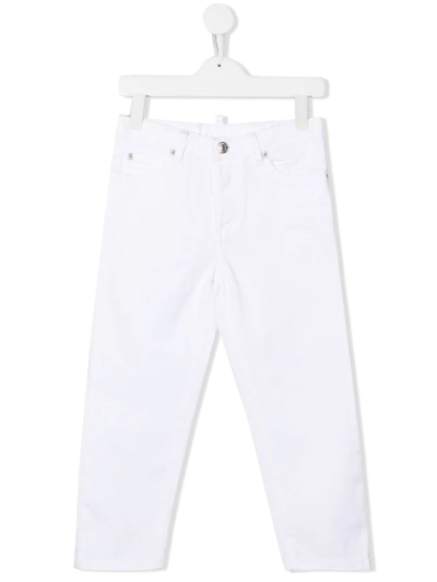 Dsquared2 Kids' Straight-leg Denim Pants In White