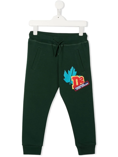 Dsquared2 Teen Logo-patch Cotton Track Trousers In Green