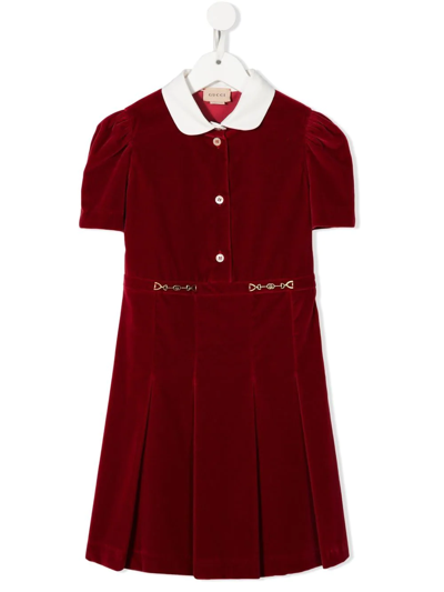 Gucci Kids' Logo Horsebit-detail Dress In Red