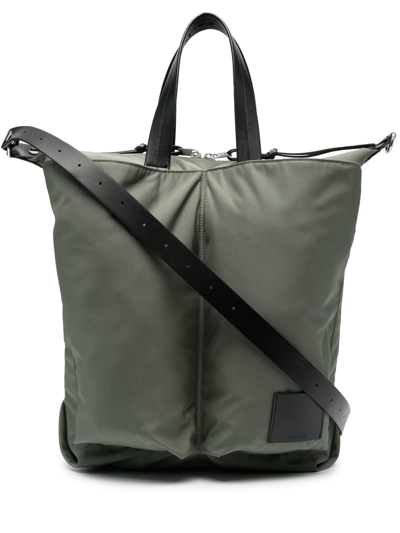 Jil Sander Logo Nylon Shopping Bag In Green