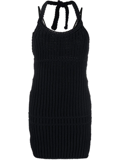 Jacquemus La Robe Nuvola Black Ribbed Chenille Mini Dress