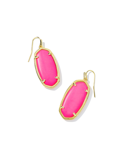 Kendra Scott 14k Gold Plated Elle Drop Earrings In Neon Pink